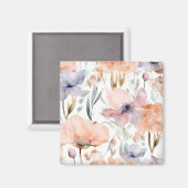Roze en Blauwe Bloemen waterverf Magneet (Voorkant / Achterkant)