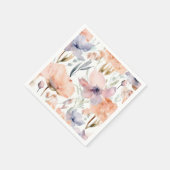 Roze en Blauwe Bloemen waterverf Servet (Hoek)