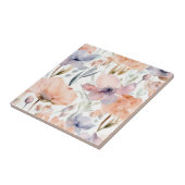Roze en Blauwe Bloemen waterverf Tegeltje (Zijkant)