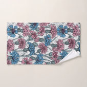 Roze en blauwe bloemen, wilde bloemen op wit bad handdoek (Handdoek)