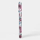 Roze en blauwe bloemen, wilde bloemen op wit iPhone hoesje (Linkerkant)