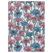 Roze en blauwe bloemen, wilde bloemen op wit klembord (Achterkant)
