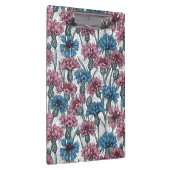 Roze en blauwe bloemen, wilde bloemen op wit klembord (Rechts)