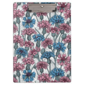 Roze en blauwe bloemen, wilde bloemen op wit klembord (Voorkant)
