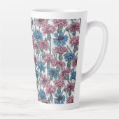 Roze en blauwe bloemen, wilde bloemen op wit latte mok (Rechts)