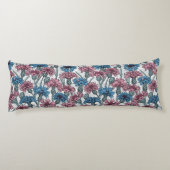 Roze en blauwe bloemen, wilde bloemen op wit lichaamskussen (Achterkant)