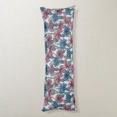Roze en blauwe bloemen, wilde bloemen op wit lichaamskussen (Achterkant (Verticaal))