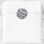 Roze en blauwe bloemen, wilde bloemen op wit ronde sticker (Tas)