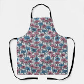 Roze en blauwe bloemen, wilde bloemen op wit schort (Voorkant)