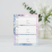 Roze en blauwe bloemenadresboekpagina (Staand voorkant)