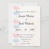 Roze en blauwe bloemenbruiloft kaart (Voorkant)