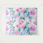 Roze en blauwe bloemencollagepatroon wandkleed (Voorkant (horizontaal))