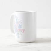 Roze en Blauwe Bloemengrootmillennial | Naam Koffiemok (Voorkant links)