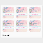 Roze en Blauwe Bloemenkaars Geur Vierkante Sticker (Vel)