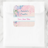 Roze en Blauwe Bloemenkaars Geur Vierkante Sticker (Tas)