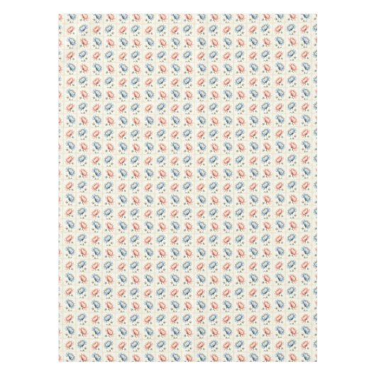 Roze en blauwe bloemenvierkanten tafelkleed (Voorkant)