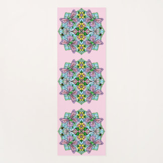 Roze en Blauwe Bloemenvlinder Mandala Yogamat