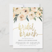 Roze en Blauwe Bloemige Bruidsbrunch Kaart (Voorkant)