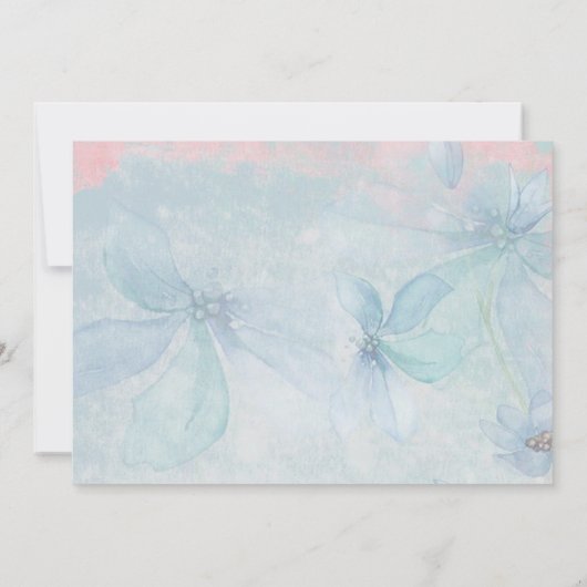 Roze en blauwe bloemige bruiloft Sparen de foto va Save The Date (Achterkant)