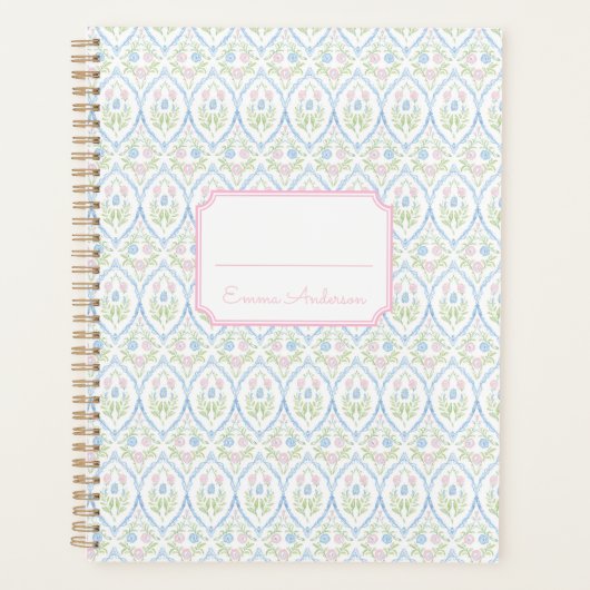 Roze en Blauwe Bloemige Grandmillennial Planner (Voorkant)