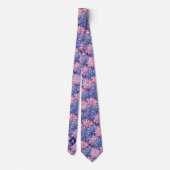 Roze en Blauwe Bloemige Monogram Stropdas (Achterkant)