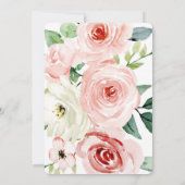 Roze en blauwe bloemjurk douche uitnodiging (Achterkant)