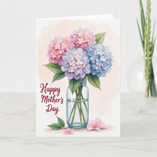 Roze en blauwe bloemkunstkaart kaart