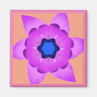 Roze en Blauwe Bloemmagneet Magneet