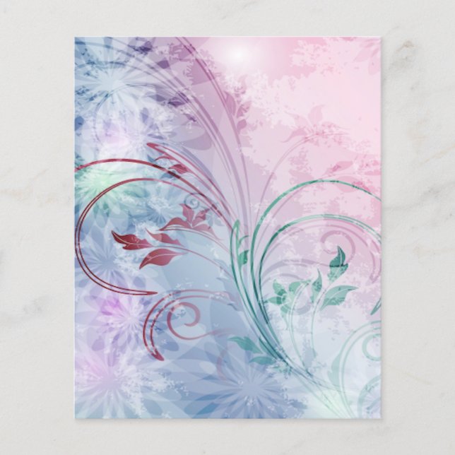 Roze en blauwe bloemmotief (Voorkant)