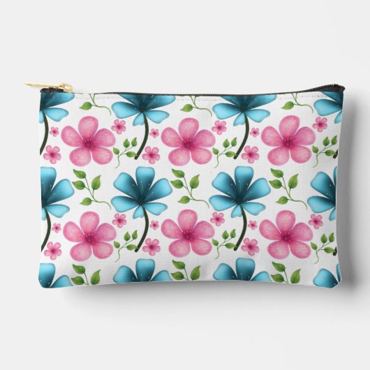 Roze en blauwe bloempatroon etui (Voorkant)