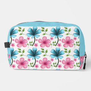 Roze en blauwe bloempatroon toilettasje