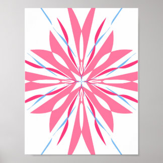 Roze en Blauwe Bloemrijke Mandala Abstracte Kunstp Poster
