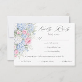 Roze en Blauwe Bloemrijke Tuin Maaltijdkeuze Bruil RSVP Kaartje