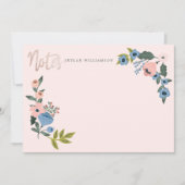 Roze en blauwe bloesem Botanische reuknoten Notitiekaartje (Voorkant)