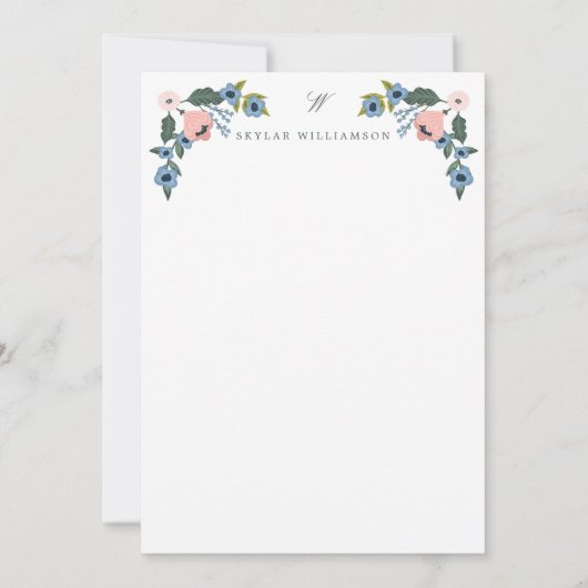 Roze en blauwe bloesem Botanische reuknoten Notitiekaartje (Achterkant)