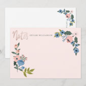 Roze en blauwe bloesem Botanische reuknoten Notitiekaartje (Voorkant / Achterkant)