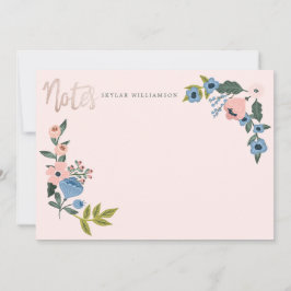 Roze en blauwe bloesem Botanische reuknoten Notitiekaartje