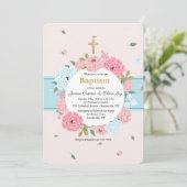 Roze en blauwe bloesems kaart (Staand voorkant)