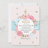 Roze en blauwe bloesems kaart (Voorkant)