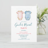 Roze en Blauwe Bodysuits Gender Reveal Party Kaart (Staand voorkant)
