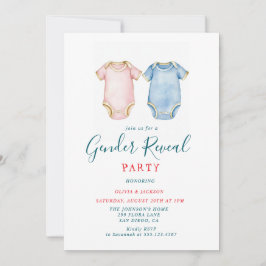 Roze en Blauwe Bodysuits Gender Reveal Party Kaart
