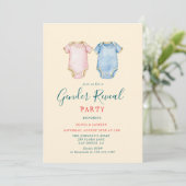 Roze en Blauwe Bodysuits Gender Reveal Party Kaart (Staand voorkant)