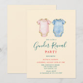 Roze en Blauwe Bodysuits Gender Reveal Party Kaart (Voorkant / Achterkant)