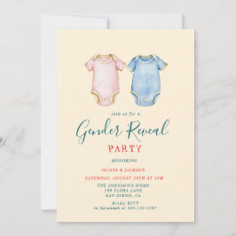 Roze en Blauwe Bodysuits Gender Reveal Party Kaart