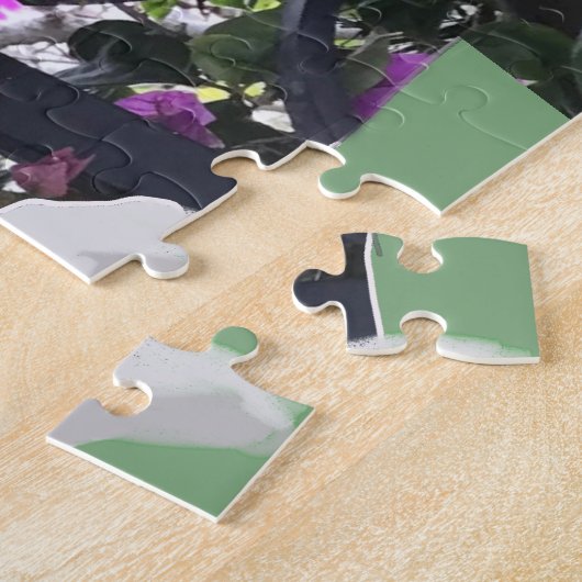 Roze en blauwe boedgie en Bougainvillea Legpuzzel (Zijkant)