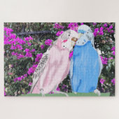 Roze en blauwe boedgie en Bougainvillea Legpuzzel (Horizontaal)