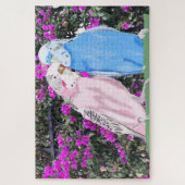 Roze en blauwe boedgie en Bougainvillea Legpuzzel (Verticaal)