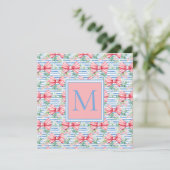 Roze en Blauwe Bogen Bloemen en Strepen Monogram (Staand voorkant)