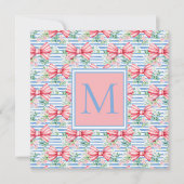 Roze en Blauwe Bogen Bloemen en Strepen Monogram (Voorkant)