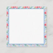 Roze en Blauwe Bogen Bloemen en Strepen Monogram Informatiekaartje (Achterkant)